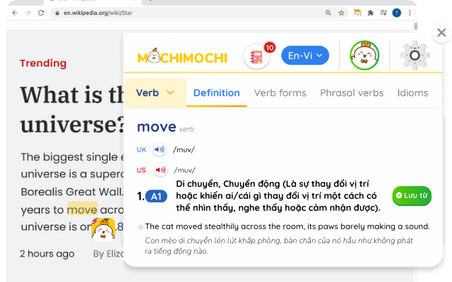 mochi extension tra từ