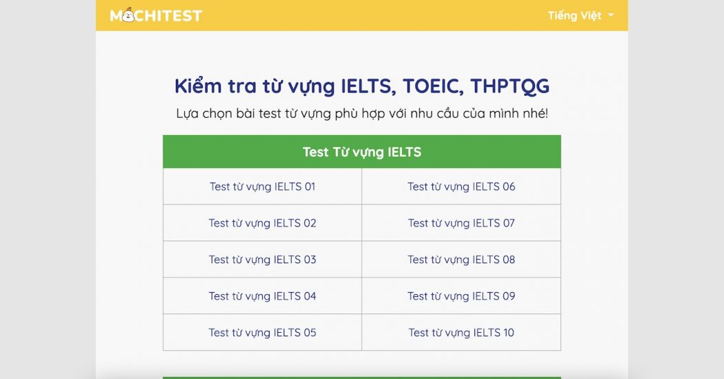 mochi test website kiểm tra từ vựng tiếng anh