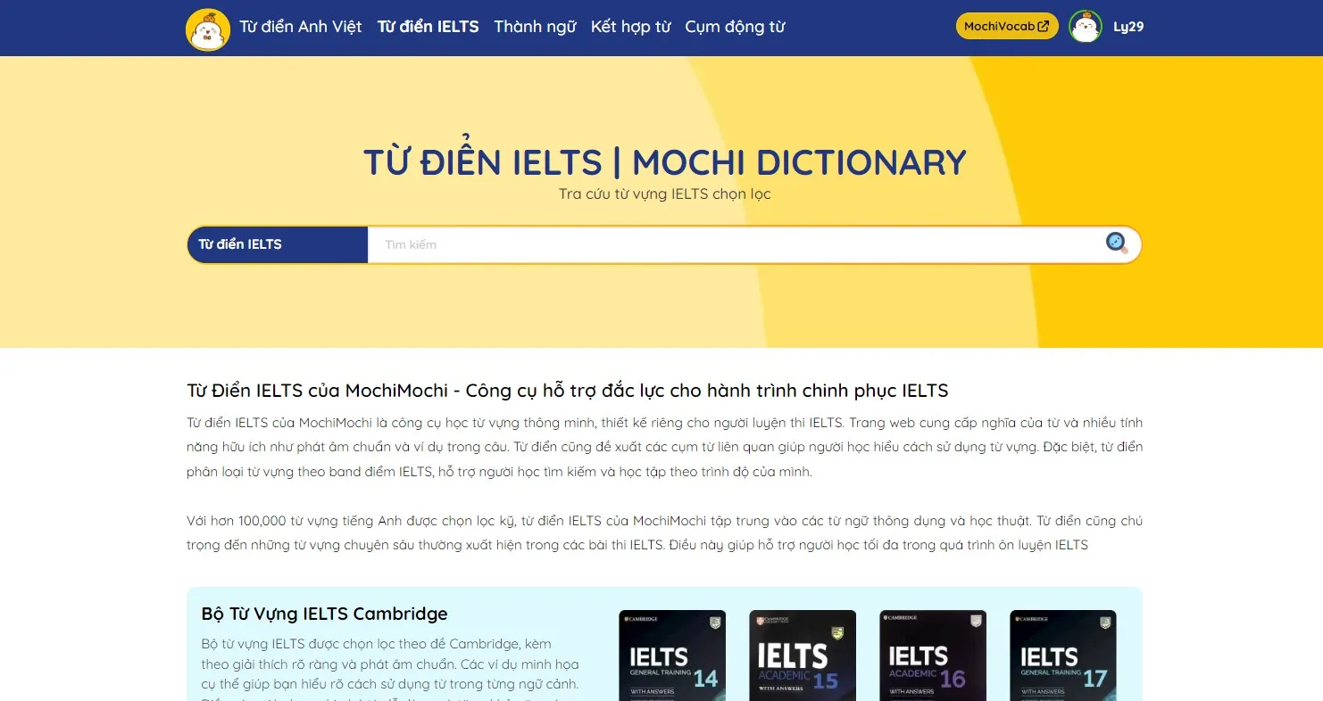 từ điển ielts của mochimochi