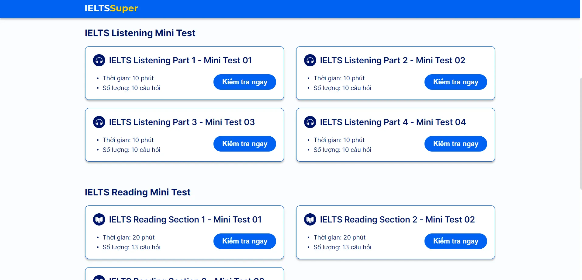 Trang web thi thử IELTS online