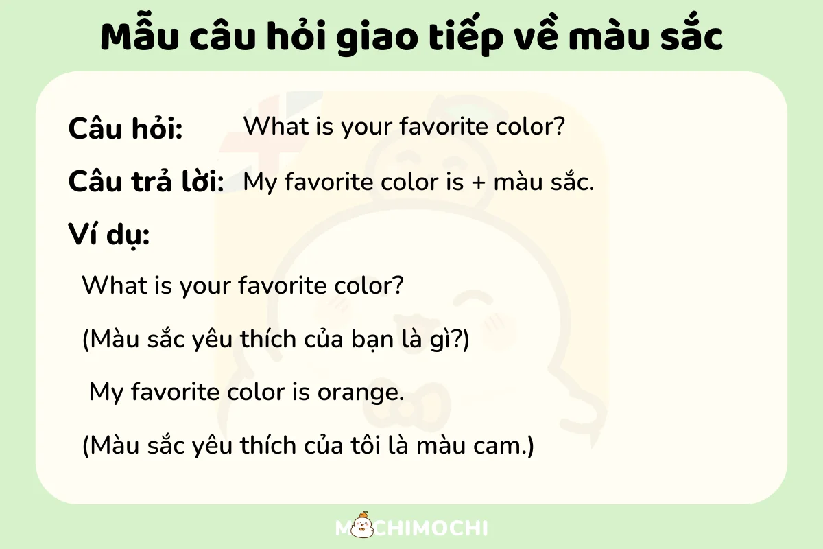 mẫu câu hỏi màu sắc