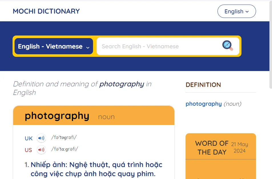 từ điển mochi tra từ