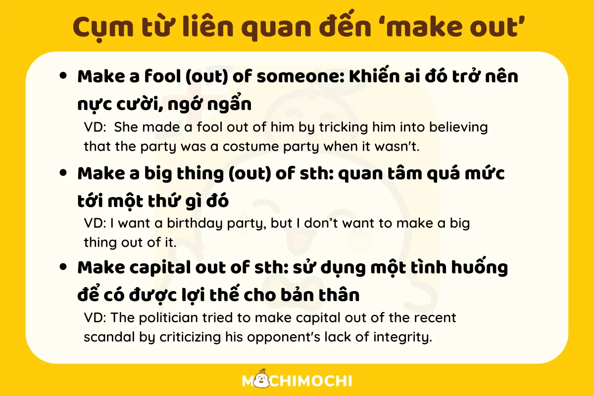 cụm từ đi với make out