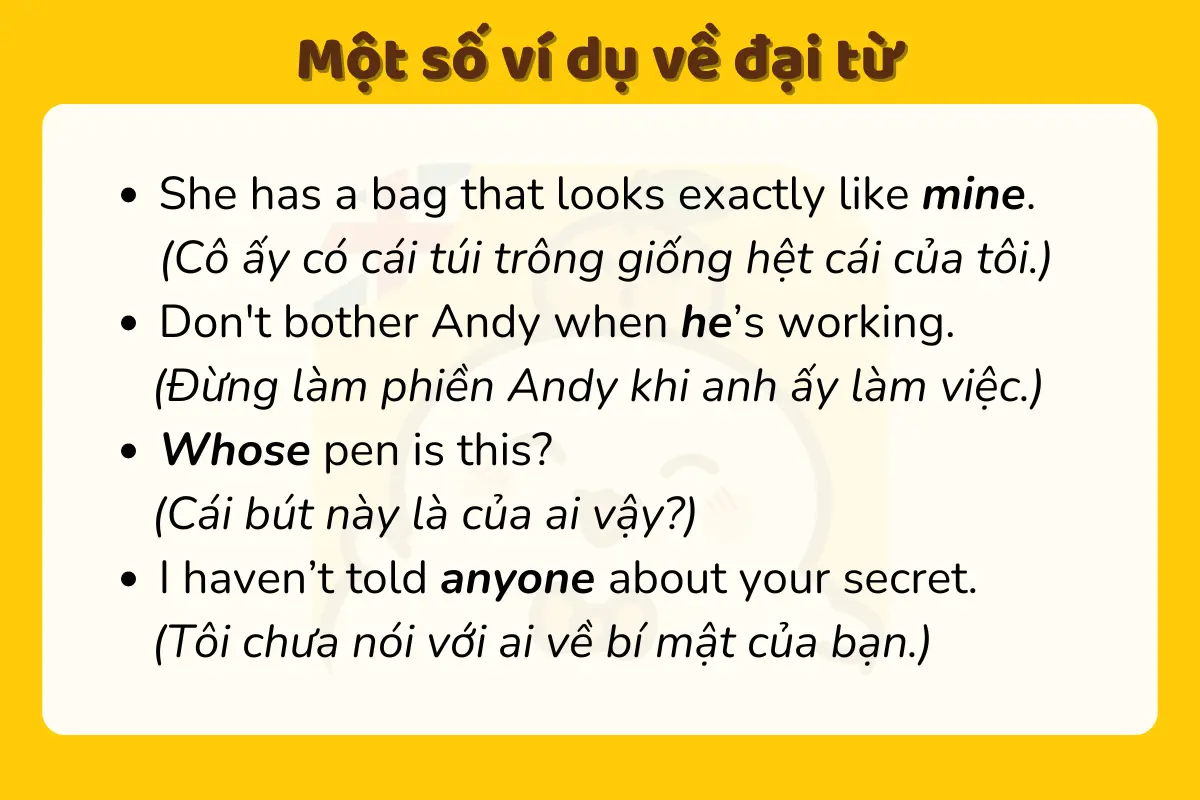 một số ví dụ đại từ