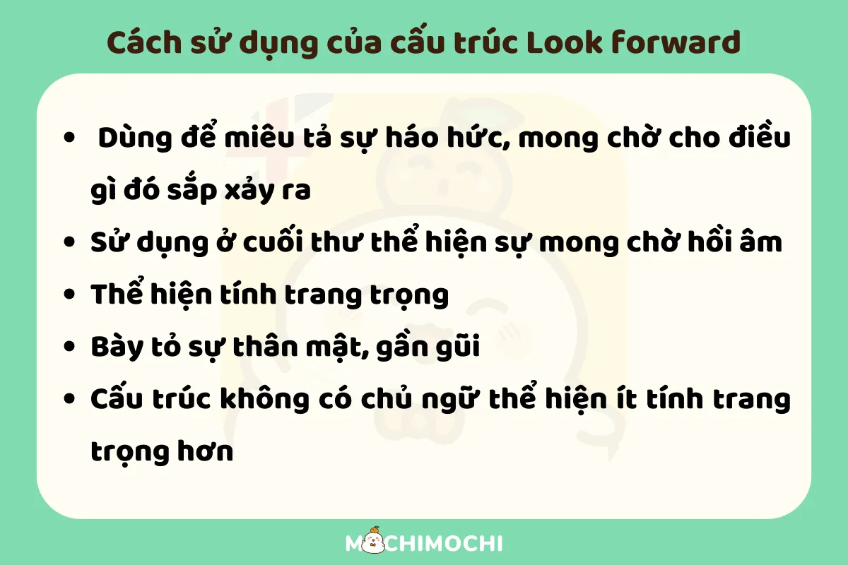 cách sử dụng look forward