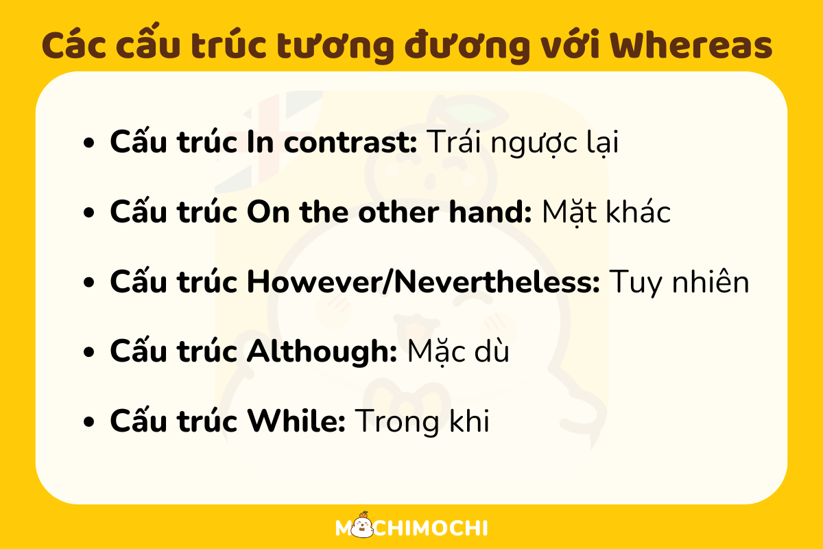 câu trúc tương đương với whereas