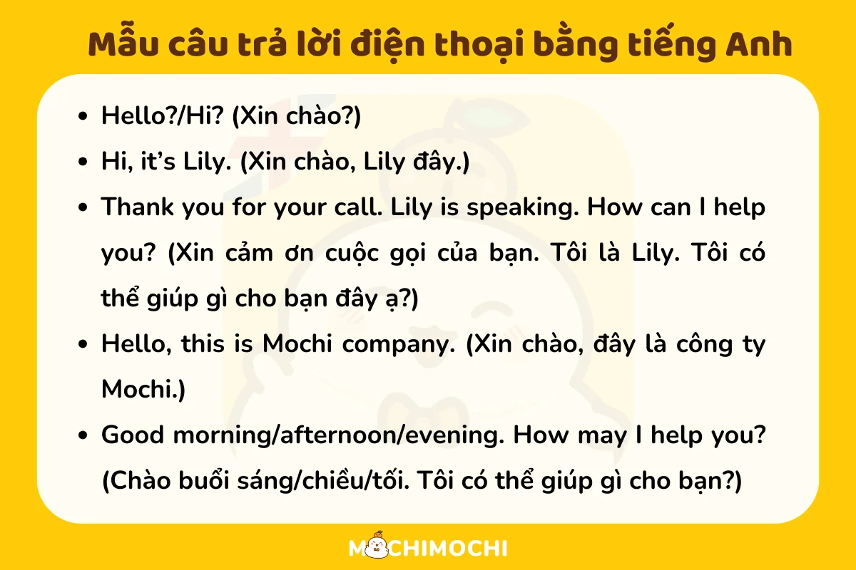 mẫu câu trả lời điện thoại bằng tiếng anh