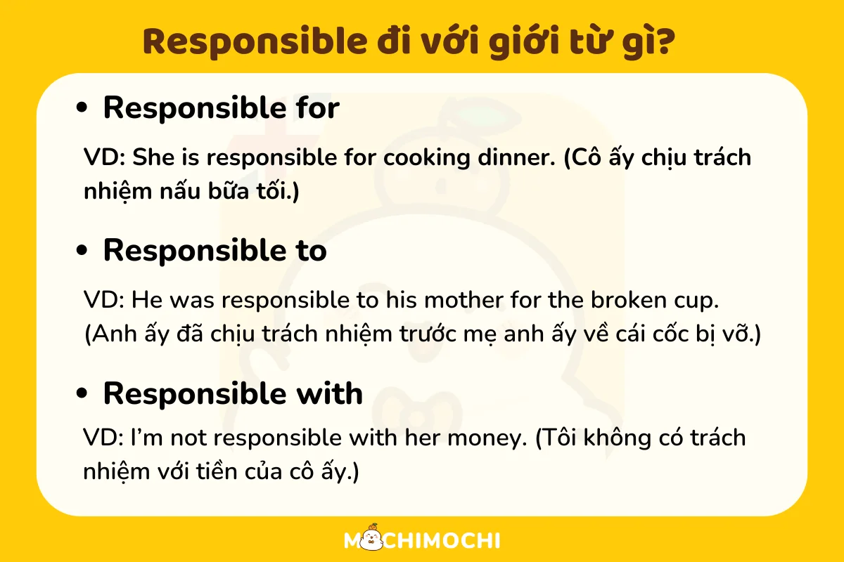 responsible đi với giới từ gì