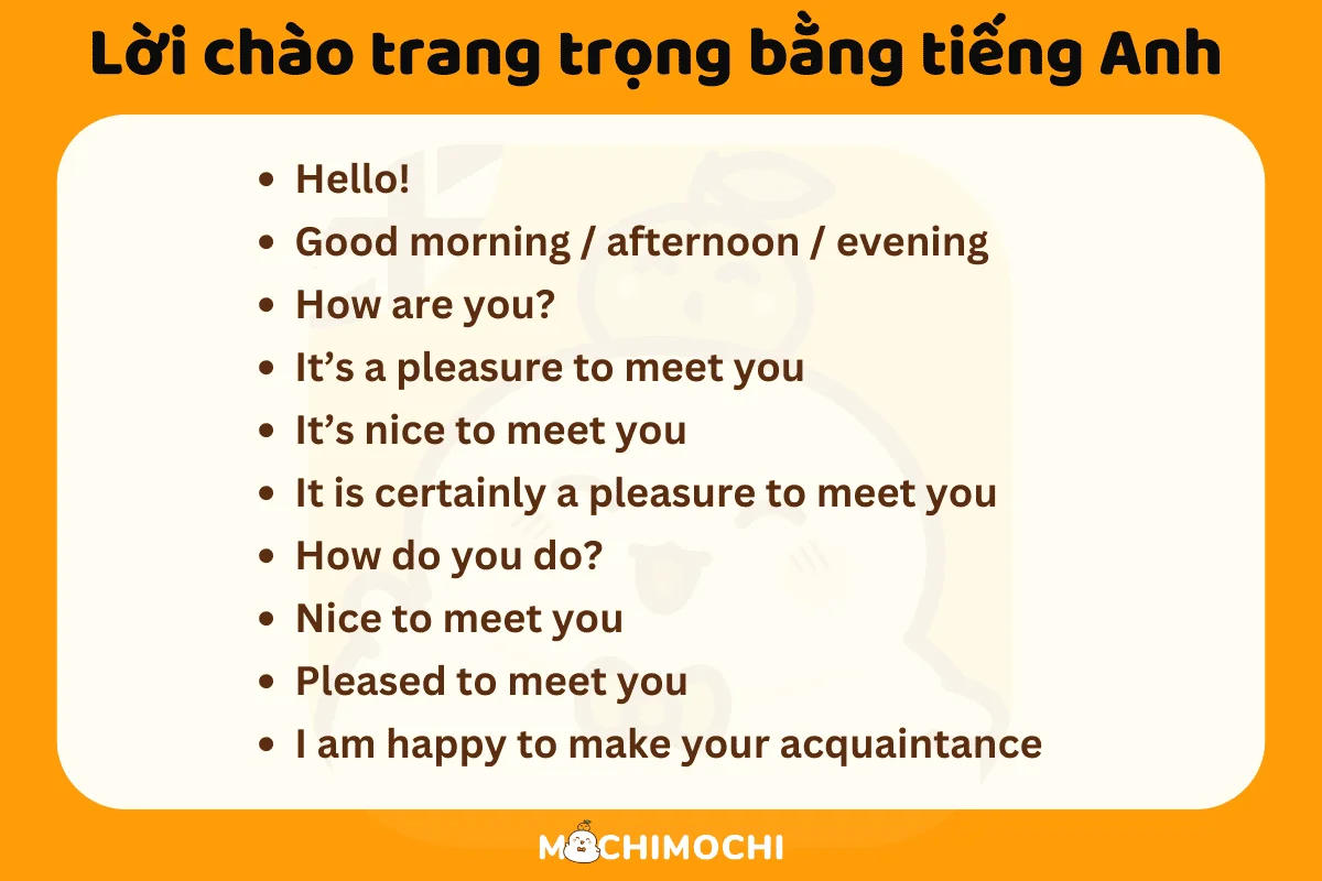 chào hỏi bằng tiếng anh