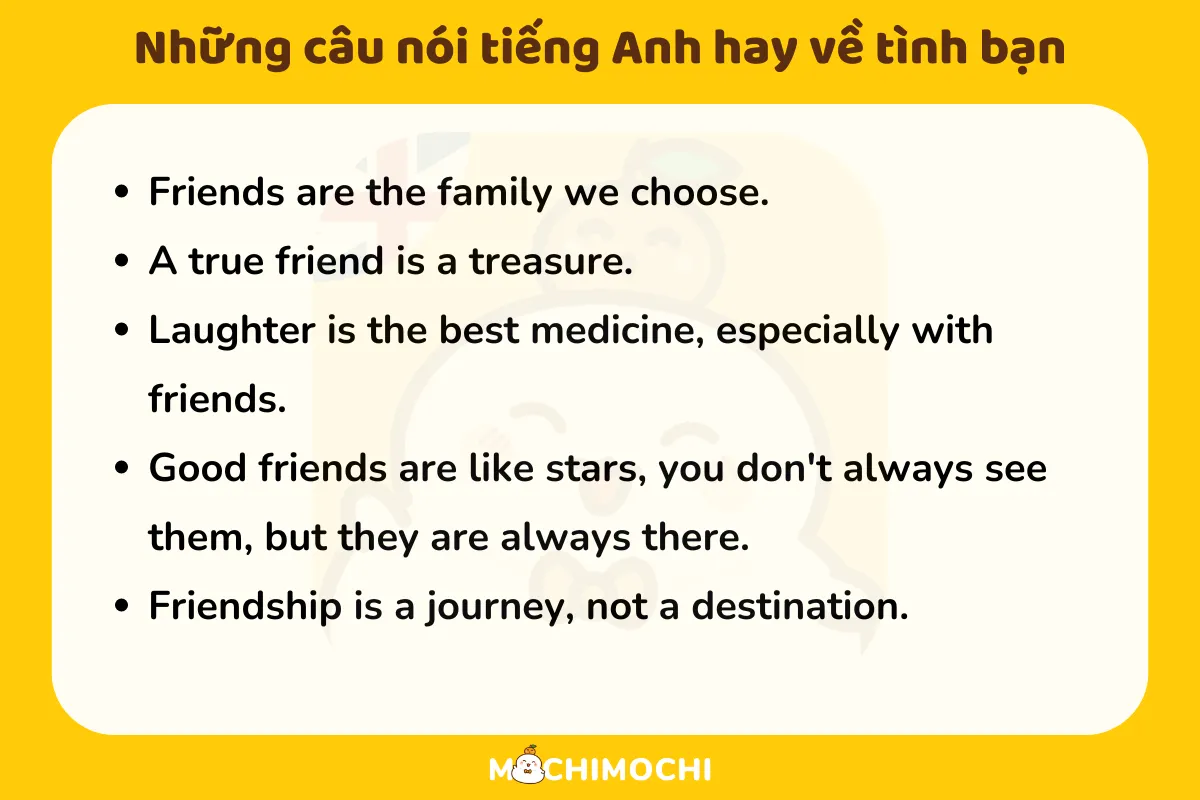 những câu nói tiếng anh hay về tình bạn