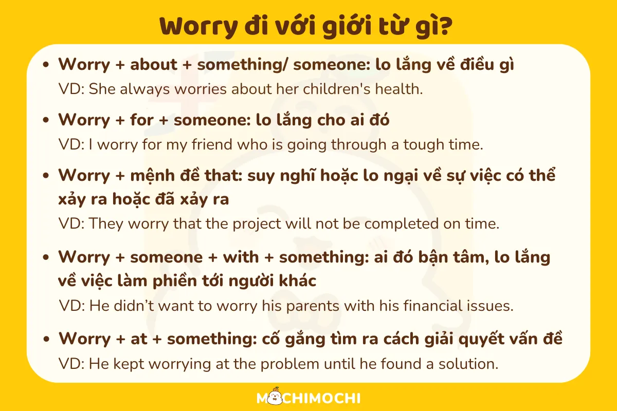 worry đi với giới từ gì