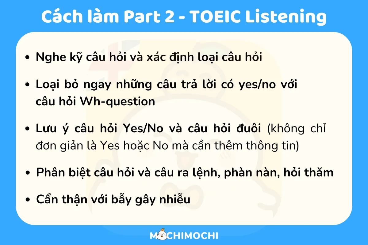 cách làm part 2 toeic listening