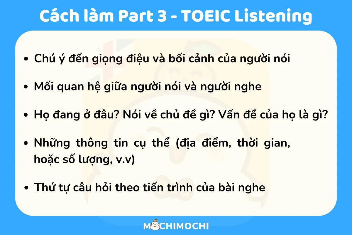 cách làm part 3 toeic listening