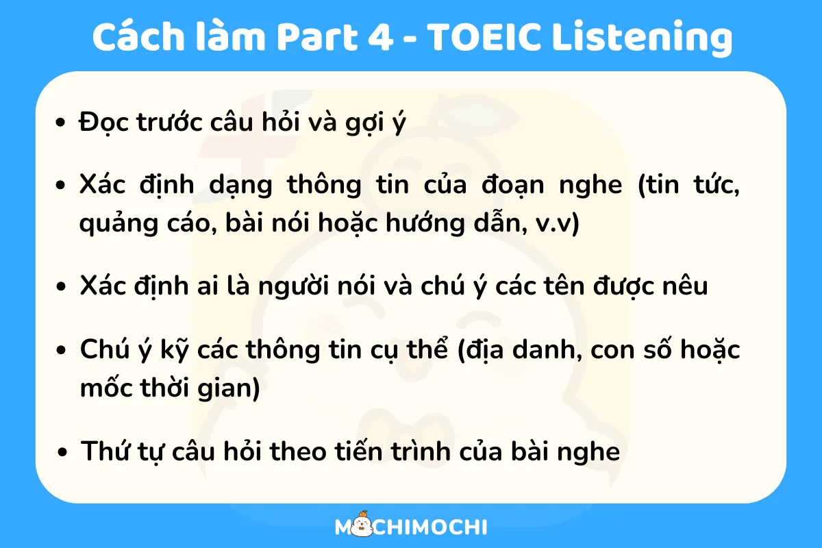 cách làm part 4 toeic listening