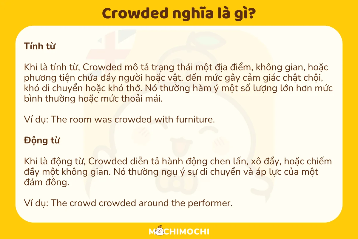 Crowded đi với giới từ gì