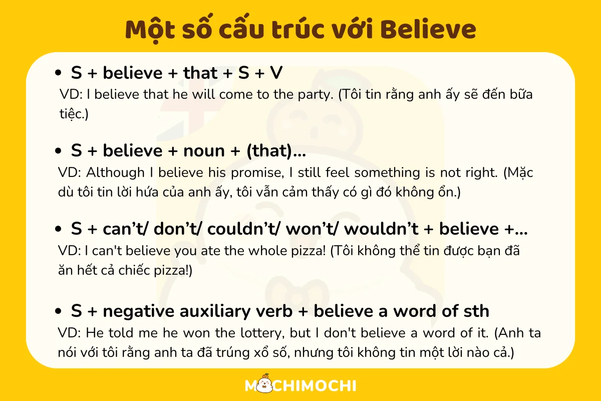 Một số cấu trúc với believe