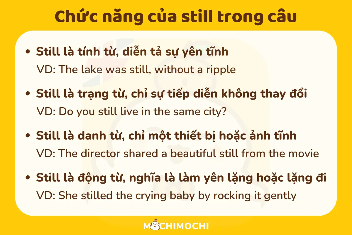 Chức năng của still trong câu