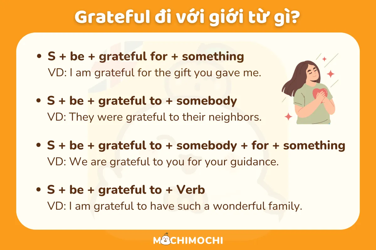 Grateful đi với giới từ gì