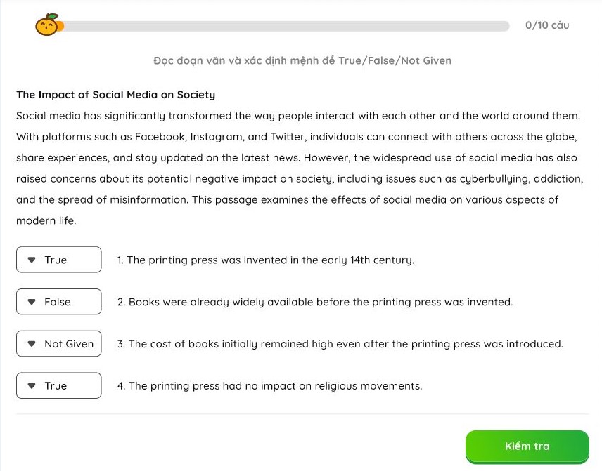 bài tập IELTS Reading