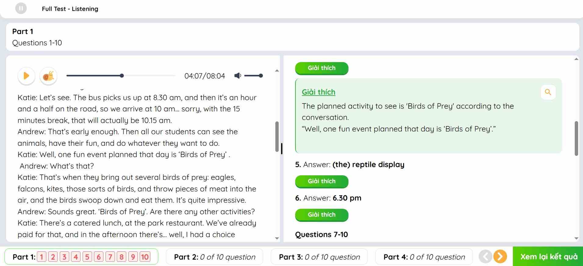 giải thích chi tiết ielts listening