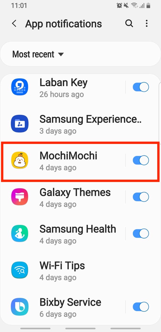 turn on notification for MochiMochi app