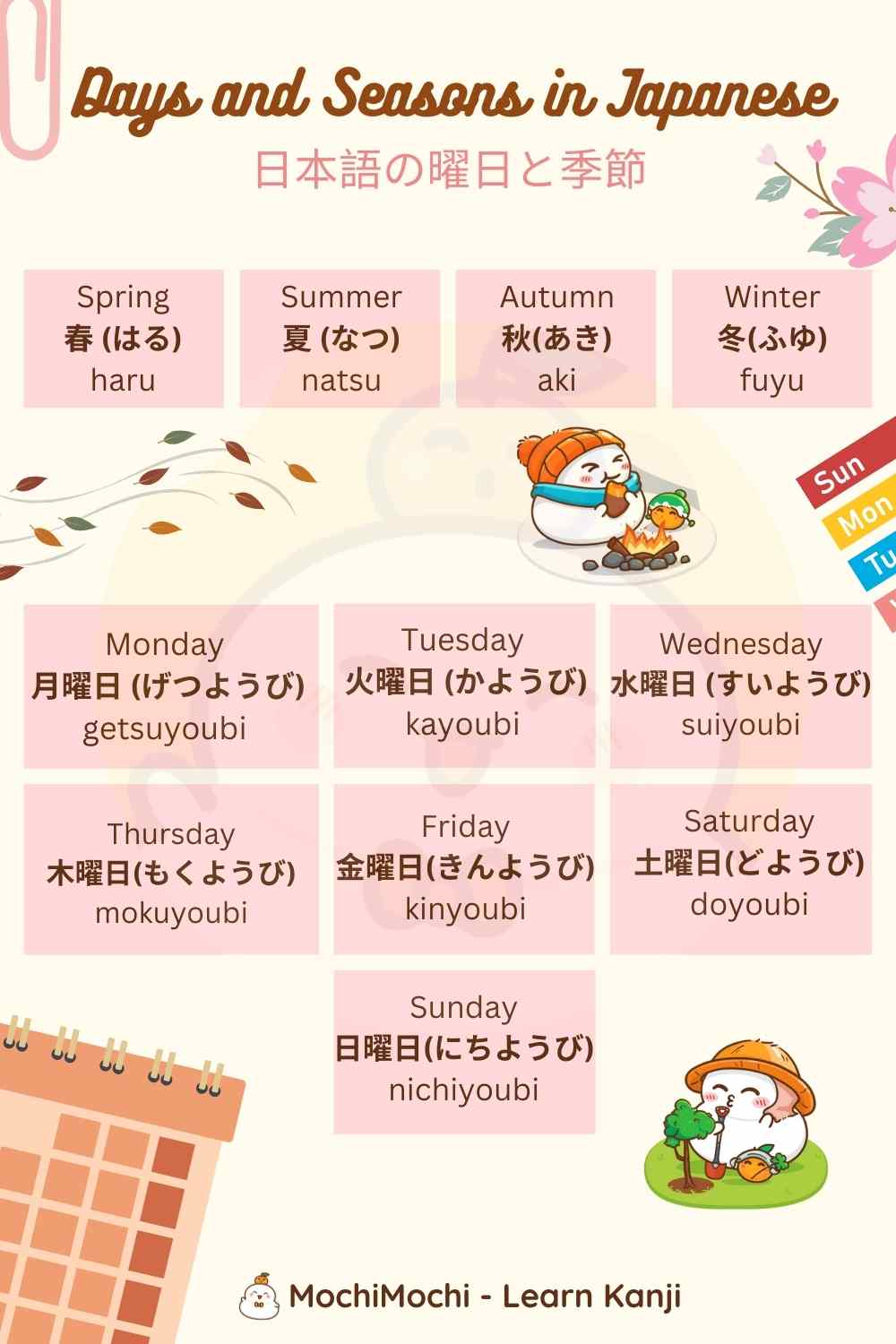 Days and Seasons in Japanese